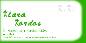 klara kordos business card