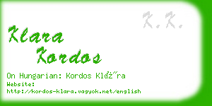 klara kordos business card